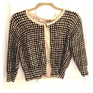 Tracy Reese cropped black and white cardigan